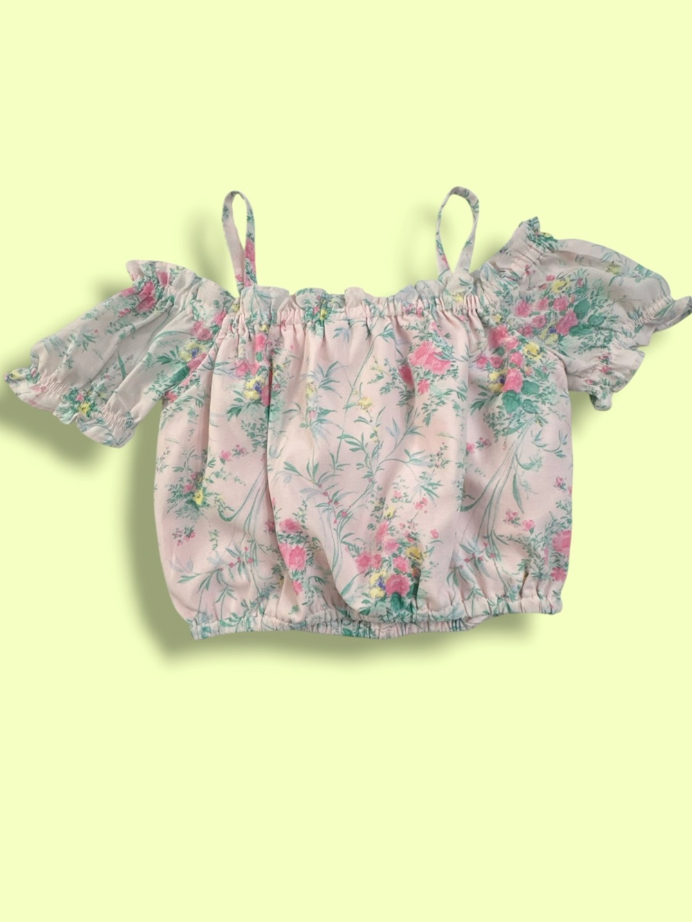 Janie and Jack Pink Floral Flutter Top Girls Shirt Size 10
